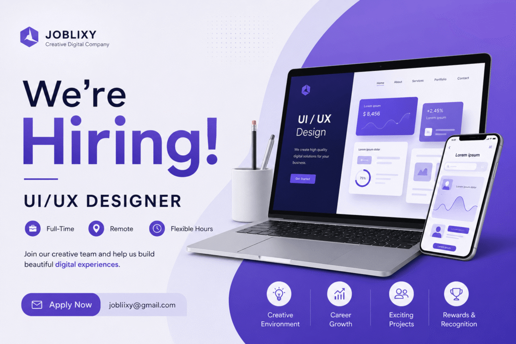 we are hiring UI/UX Designer (remote) hourly base 25$ fix UI UX Designer