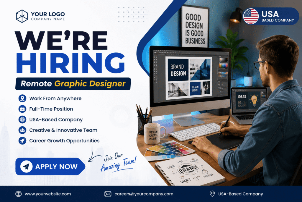 Graphic Designer (Remote) for USA company base hourly fix $20 Graphic Designer